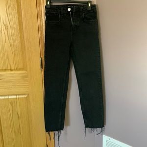 Zara - Black straight raw hem jeans